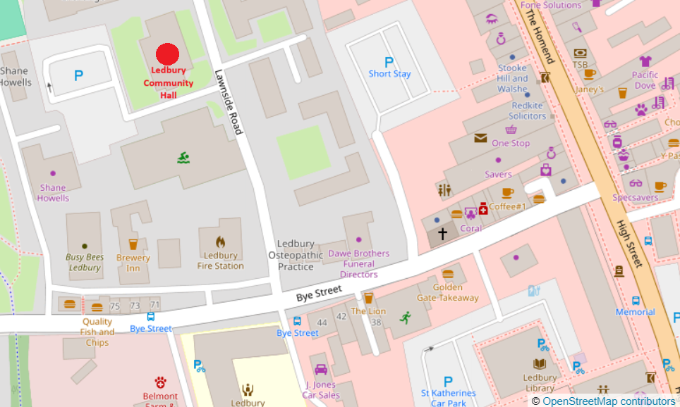 Location of Ledbury Community Hall